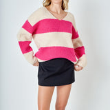 Fuzzy Striped Oversized Sweater