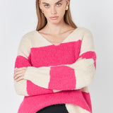 Fuzzy Striped Oversized Sweater