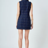 Lace Detail Tweed Mini Dress