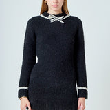 Bow Knit Mini Sweater Dress