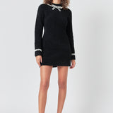 Bow Knit Mini Sweater Dress