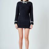 Bow Knit Mini Sweater Dress