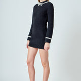 Bow Knit Mini Sweater Dress