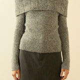 Off Shoulder Cable Knit Sweater