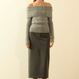 Off Shoulder Cable Knit Sweater