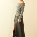 Off Shoulder Cable Knit Sweater