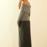 Off Shoulder Cable Knit Sweater