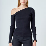One Shoulder Ribbed Top
