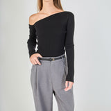 One Shoulder Ribbed Top