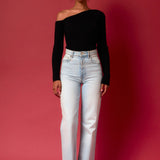 One Shoulder Ribbed Top