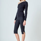 One Shoulder Ribbed Top