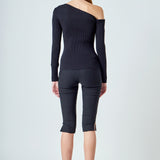 One Shoulder Ribbed Top