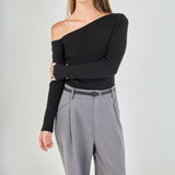 One Shoulder Ribbed Top