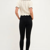 Short Puff Sleeve Scalloped Knit Top