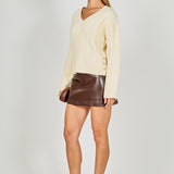 Cable Knit V-Neck Long Sleeve Sweater