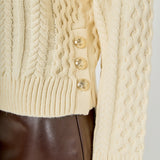 Cable Knit V-Neck Long Sleeve Sweater