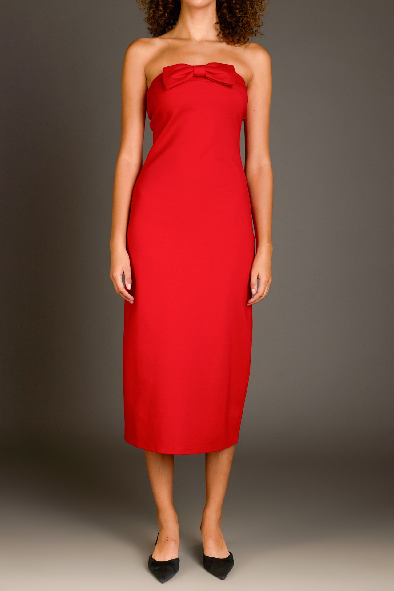 red strapless midi dress Endless Rose