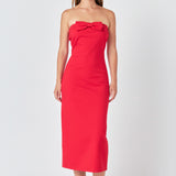 Strapless Bow Midi Dress