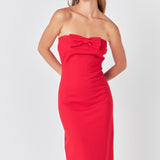 Strapless Bow Midi Dress