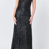 Open Back Sleeveless Sequins Maxi Dress