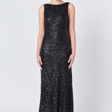 Open Back Sleeveless Sequins Maxi Dress