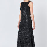 Open Back Sleeveless Sequins Maxi Dress