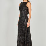 Open Back Sleeveless Sequins Maxi Dress
