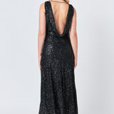 Open Back Sleeveless Sequins Maxi Dress