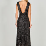 Open Back Sleeveless Sequins Maxi Dress
