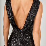 Open Back Sleeveless Sequins Maxi Dress