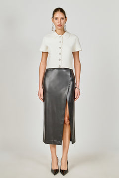 Faux Leather Midi Skirt
