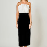Mix Media Velvet Strapless Midi Dress