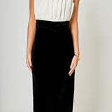 Mix Media Velvet Strapless Midi Dress