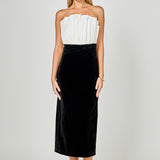 Mix Media Velvet Strapless Midi Dress