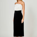 Mix Media Velvet Strapless Midi Dress