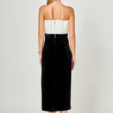 Mix Media Velvet Strapless Midi Dress