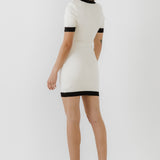 Short Knit Dress with Contrast Ribbing