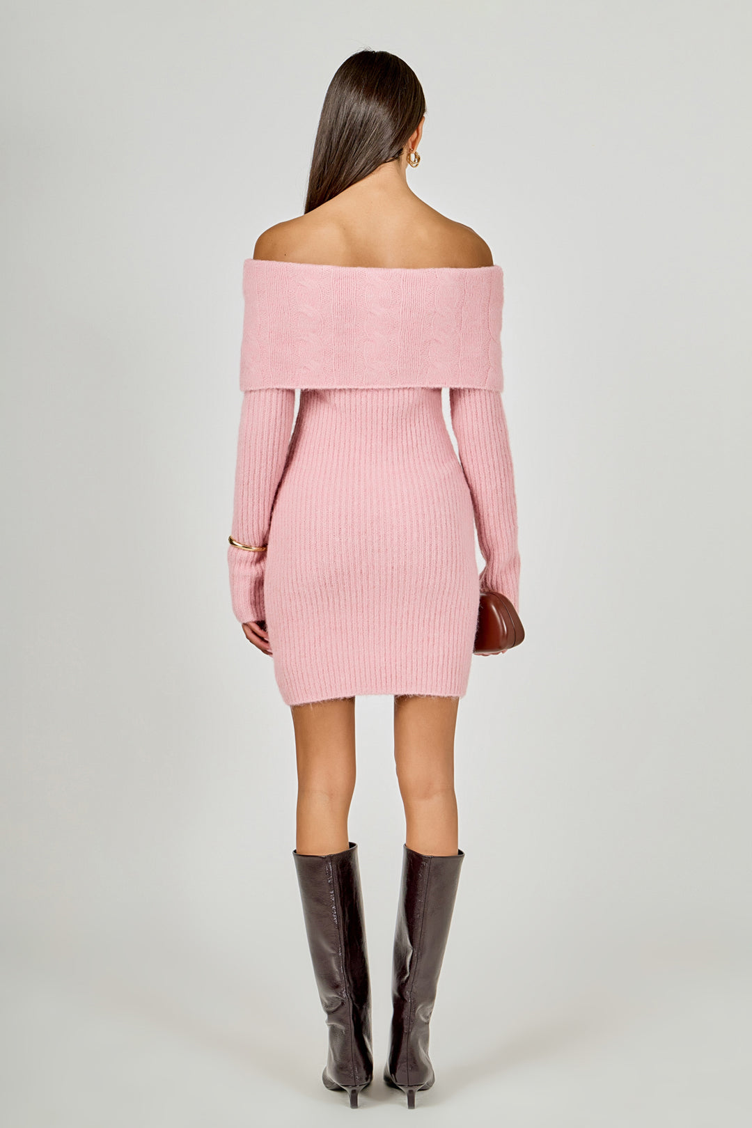 Off Shoulder Sweater Mini Dress – Endless Rose