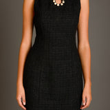 Pearl Accented Cutout Mini Dress
