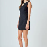 Pearl Accented Cutout Mini Dress