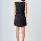 Pearl Accented Cutout Mini Dress