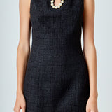 Pearl Accented Cutout Mini Dress