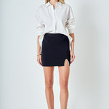 Pearl Accented Cutout Mini Skirt