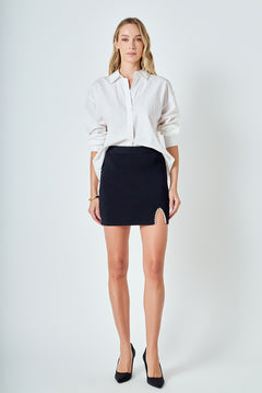 Pearl Accented Cutout Mini Skirt