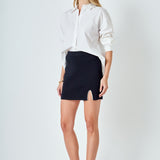 Pearl Accented Cutout Mini Skirt