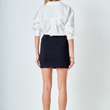 Pearl Accented Cutout Mini Skirt