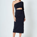 Endless Rose Women's Knit One Shoulder Midi Dress