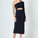 Knit One Shoulder Midi Dress