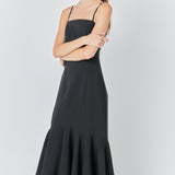 Contrast Binding Flounce Maxi Dress