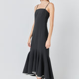 Contrast Binding Flounce Maxi Dress